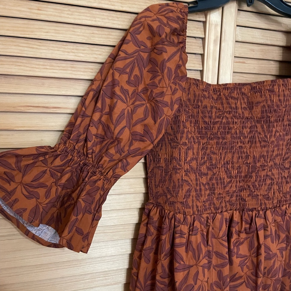 Eloquii Elements Orange/ Brown/Rust dress with pattern. Size 16 - Picture 3 of 6